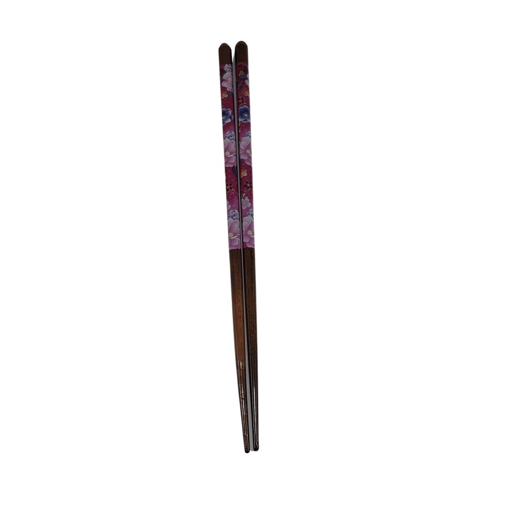 Hashi de Madeira Rosa com Flores Coloridas 1 Par