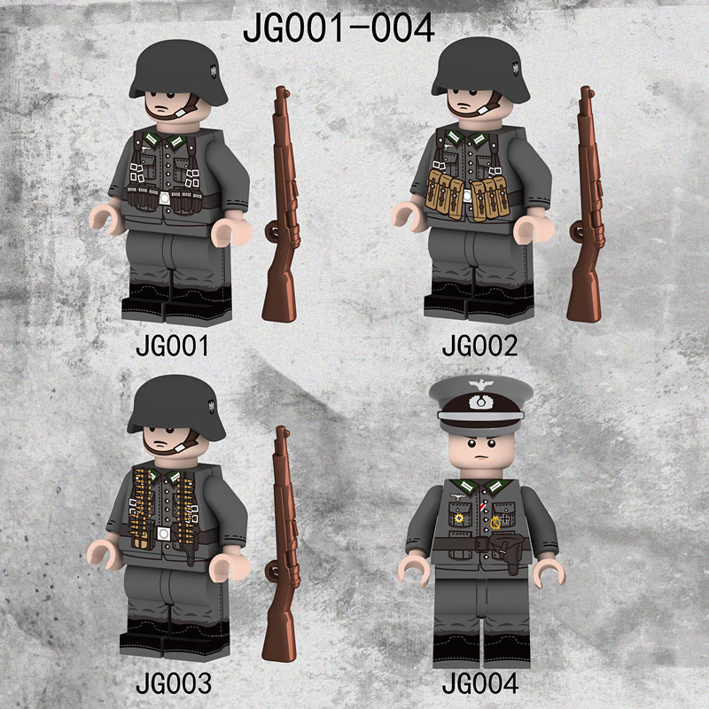 LEGO Minifigures JG001-004 WWII Oficial Do Exército Alemão Blocos De Construção De Pistolas Brinquedos Para Crianças