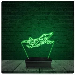 Luminária Abajur Acrílico Led - Jato Avião Caça
