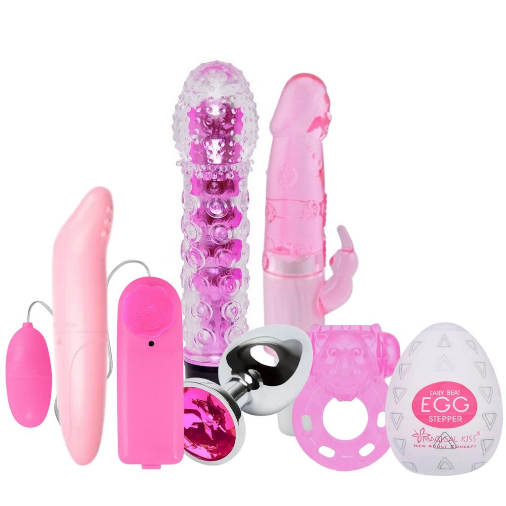 Kit Sex Shop Vibrador Feminino Ponto G Golfinho + Bullet + Personal + Plug Anal Joia Aco Inox + Egg Masturbador Masculino Masculino + Anel Peniano Retarda Ejaculacao Com Jelly Vibro Estimulador Clitoris