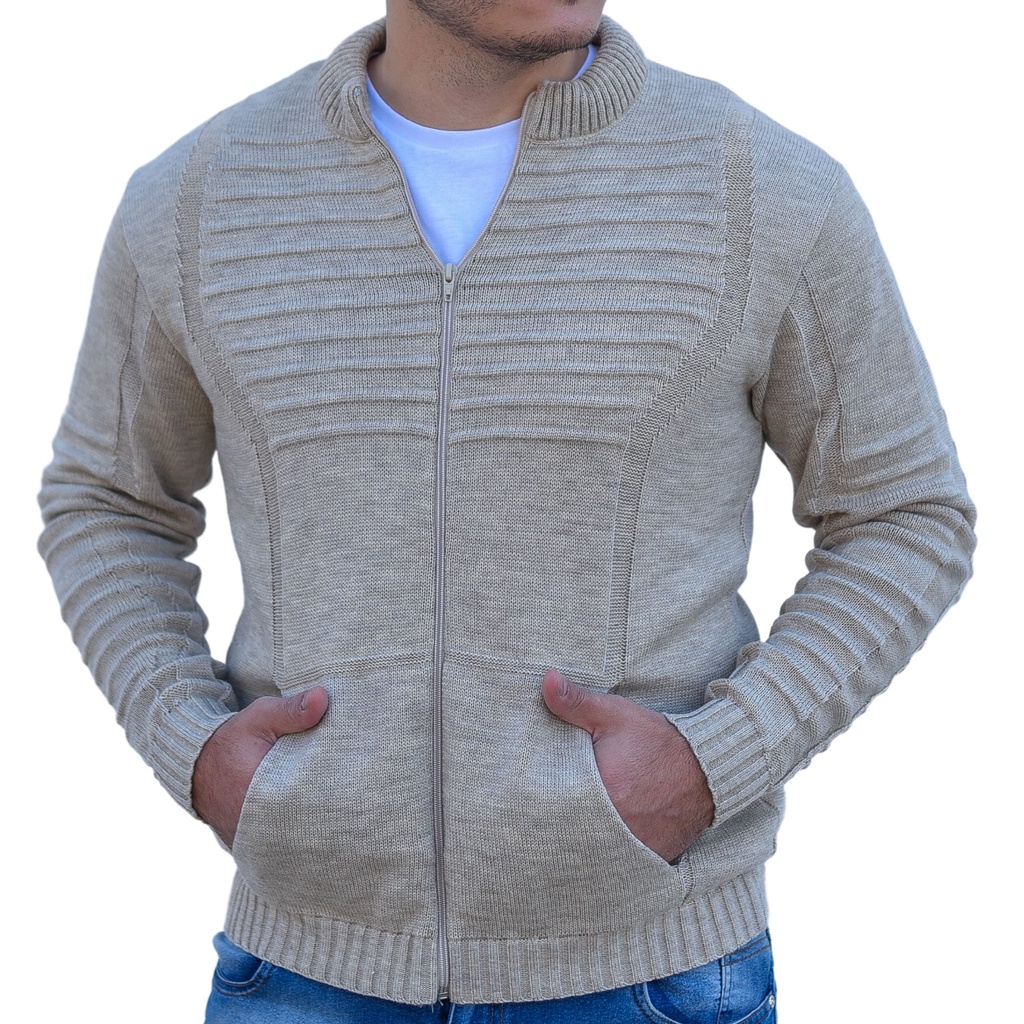 Blusa suéter masculino gola redonda tricô cardigan para inverno