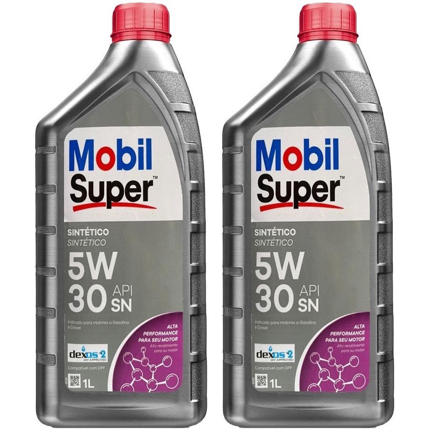 Kit 2 litros de Oleos De Motor 5w30 Sintetico Diesel Mobil Super ...