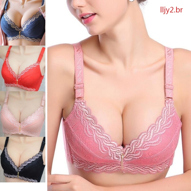 Sutiã sexy de renda de cor preta para mulheres, sutiã push-up