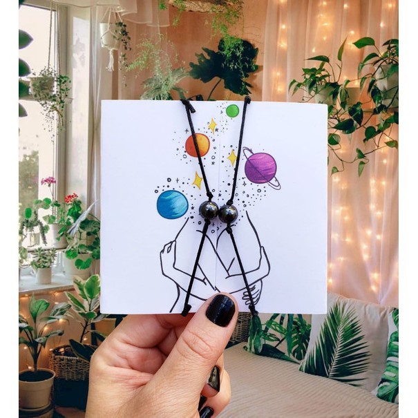 Par de Pulseiras Conexão - Pedra Natural Magnética