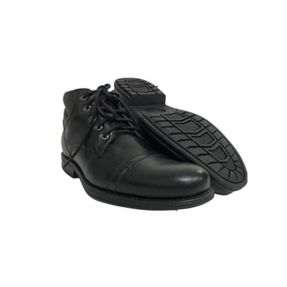 Sapato Coturno Sollu Original Masculino 100% Couro Natural Soft Preto Confortável Country com Cadarço