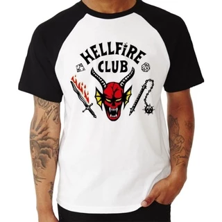 Camiseta Raglan Branco - Hell Fire Club