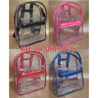 Kit 10 Mochilas Plastico Transparente /Atacado Revenda