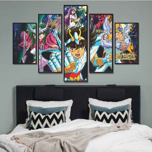 quadro decoração para quarto cavaleiros do zodiaco decoração para quarto  Moderno cyber neon meninas kraft papel