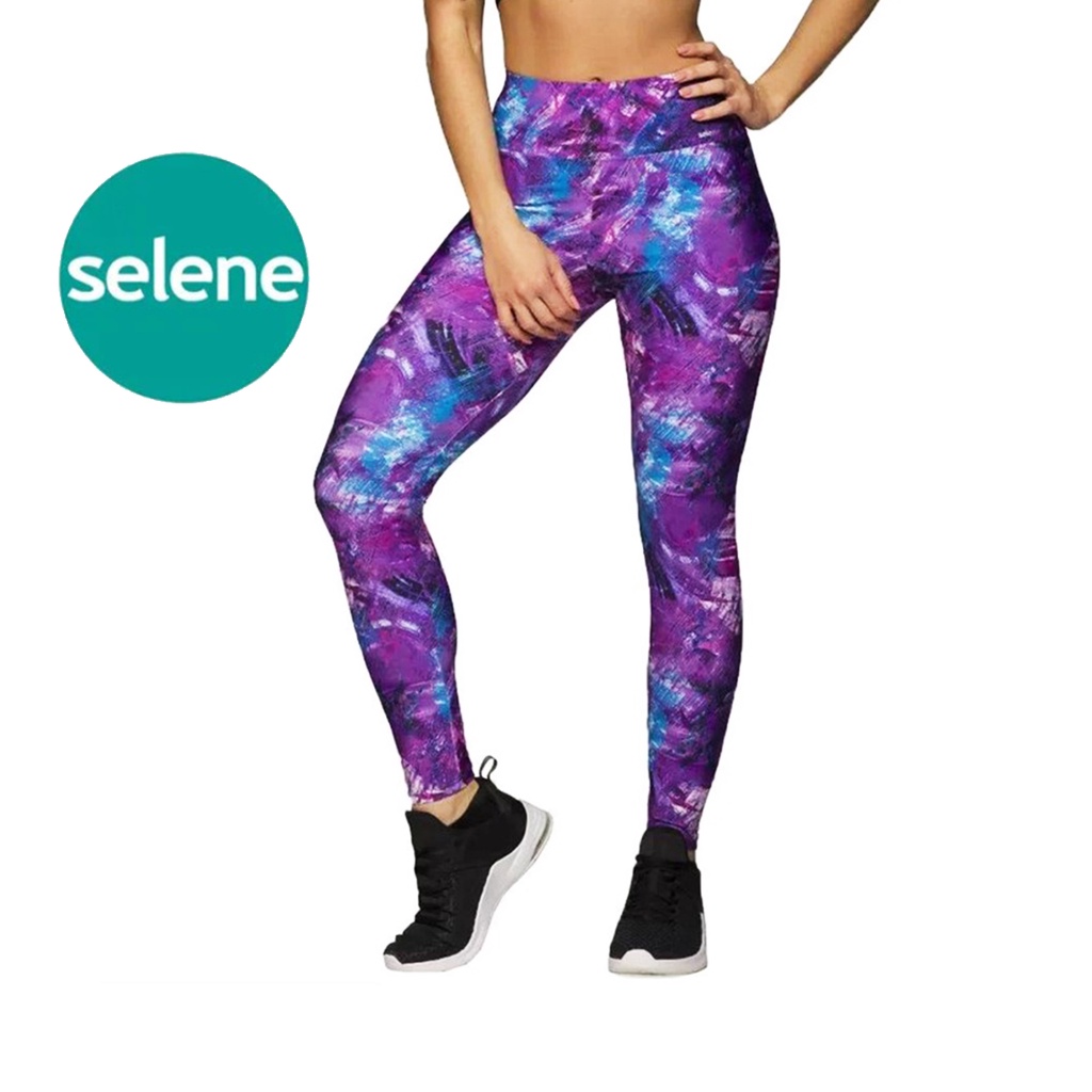 Calça Legging Estampada SELENE Original Cós Alto Poliamida Qualidade  PowerFit Proteção UV50+ Fitness Academia Treino Adulto