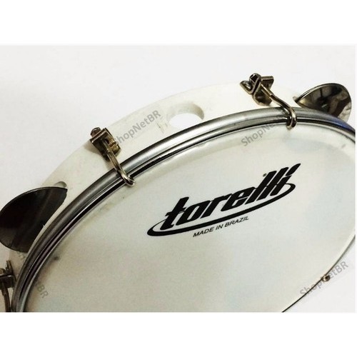 Pandeiro 10 Corpo Abs Branco Pele De Nylon + Chave Torelli Pandeiro 10 Corpo Abs Branco Pele De Nylon + Chave Torelli