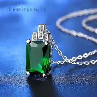 dreamingsha Nova Moda Europa E América Colar De Esmeralda Quadrado micro-set-Prata