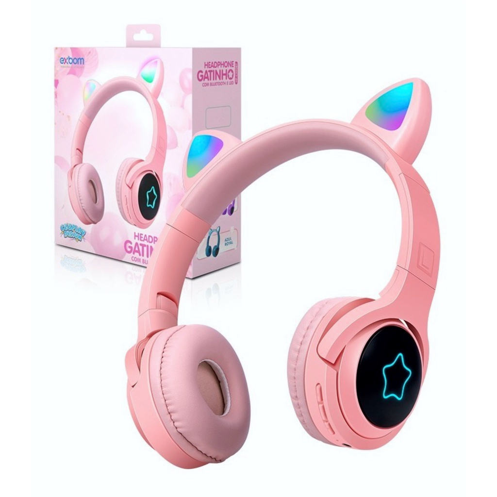 Fone Ouvido Orelha Gatinho Headphone Bluetooth Com Led E P2 - Zapach -  Eletrônicos e Beleza