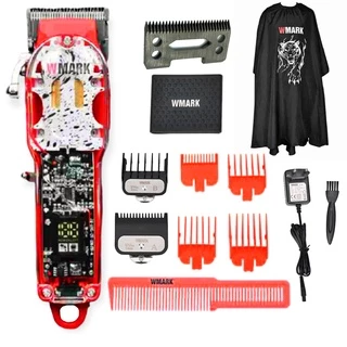 Maquina De Cortar Cabelo Sem Fio Bivolt Wmark NG 409 Lamina Vazada Com Capa