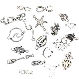 kit 10 Entremeios de metal pingente conector para pulseira macrame vários modelos entremeio love, estrela do mar, onda, believe, flecha, coração, buzios