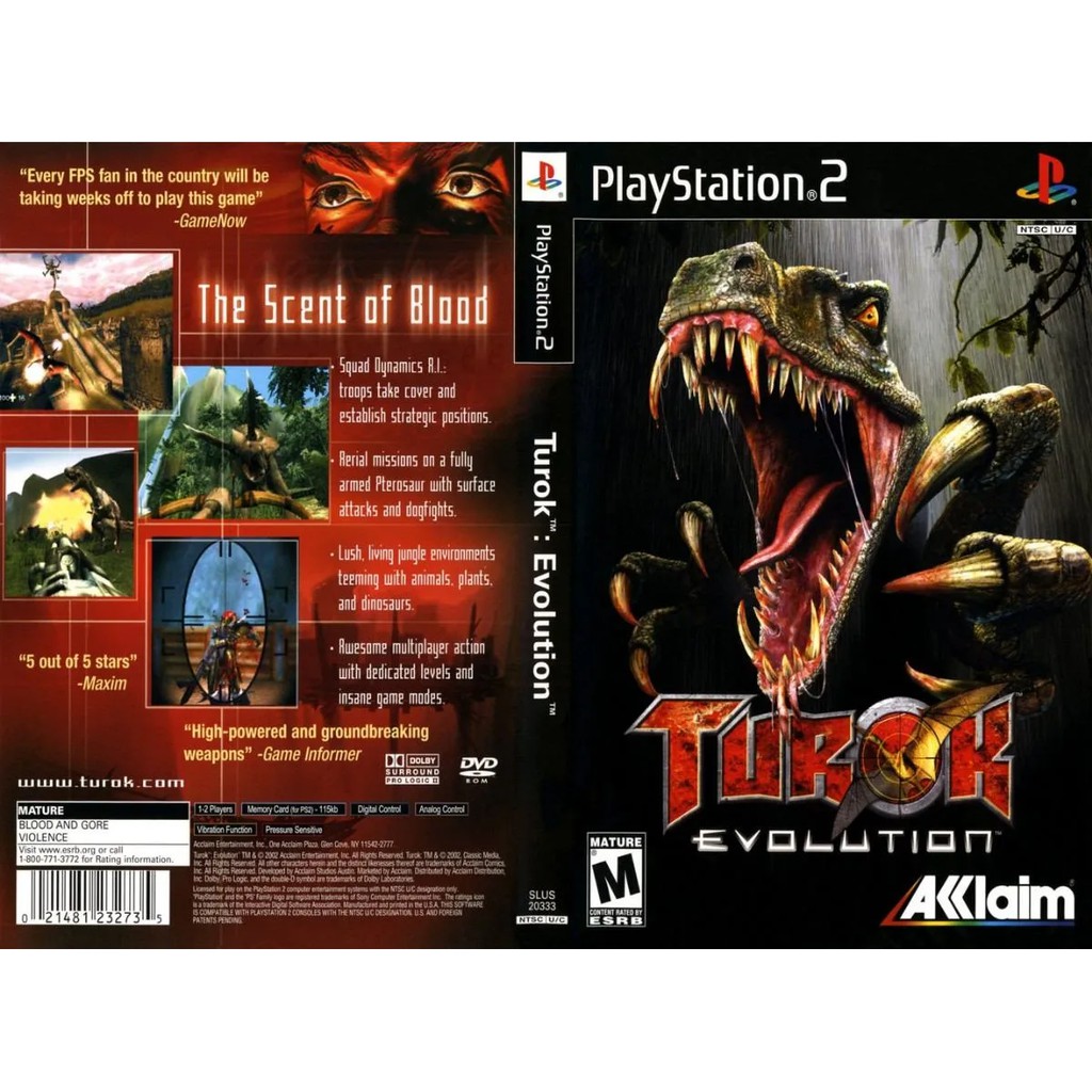 Turok Evolution PS2 jogo com Dinossauros 