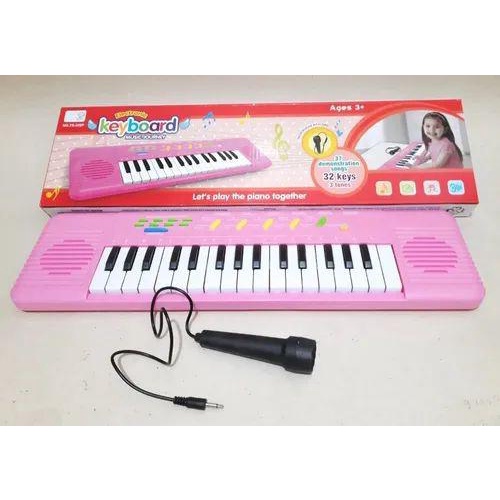 Piano Eletrônico Portátil, 22 Músicas Rosa 2 Fonte de Alimentação Teclado  Infantil Piano Plástico Educacional Multifuncional Com Microfone para Casa
