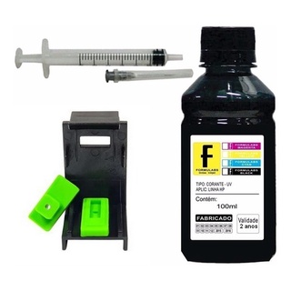 100ml Kit Tinta Preta Recarga Cartucho Impressora Hp + Snap Com manual de instruções