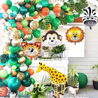 Conjunto De 155 Peças Balões De Cabeça De Animal Jungle safari Alumínio Decorações Folha Para Festa Suprimentos Shower advanture