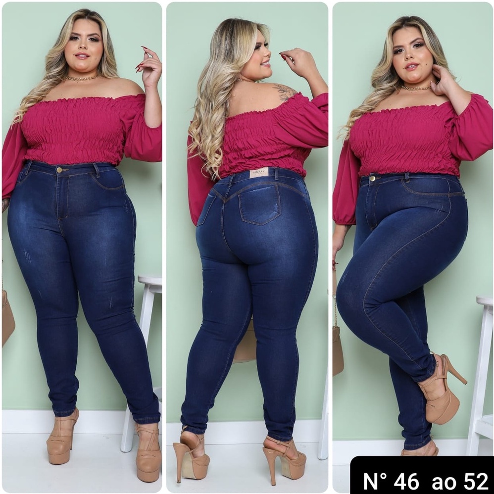 Calças De Calça Jeans De Cintura Alta Plus Size Sexy Mulheres