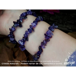 Pulseira Ametista Extra Ametista Lavanda Pedra Natural Cascalho