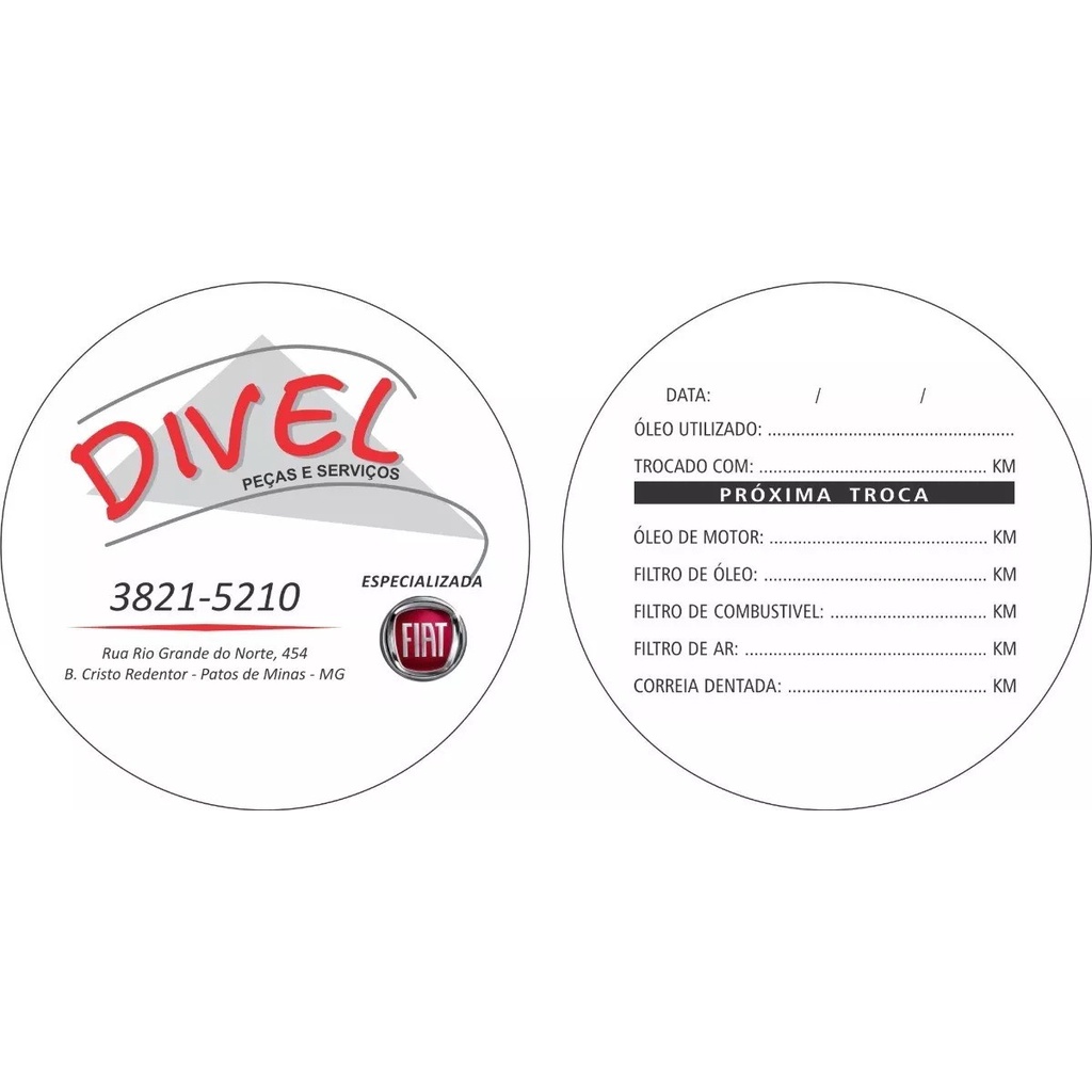 500 Adesivos Etiquetas Alinhamento E Troca De Óleo 46x62mm