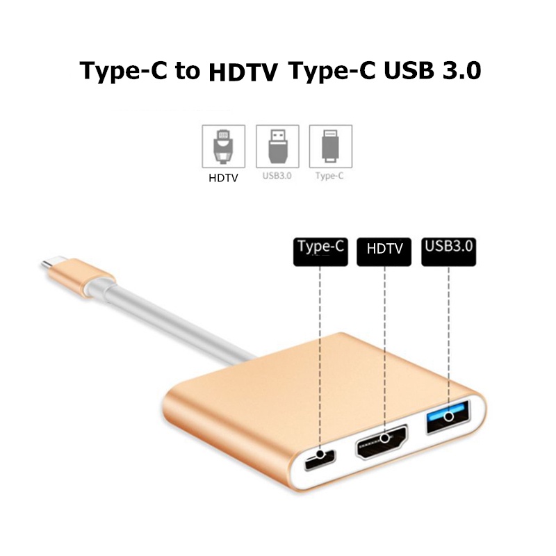 Adaptador De Pendrive Usb C Para Macbook Air/pro 2020 Hdmi Dourado