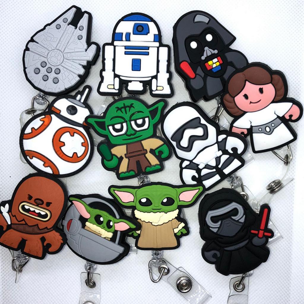 Porta Crachá Retrátil Personalizado - Star Wars - Baby Yoda, Chewbacca, Darth Vader