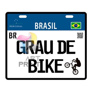 Placa de Bike Mercosul Escrita Grau é Arte da LBS BIKES