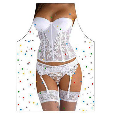 Avental Divertido Despedida de Solteira - Chá de Cozinha - Chá de lingerie - Lingerie Branca
