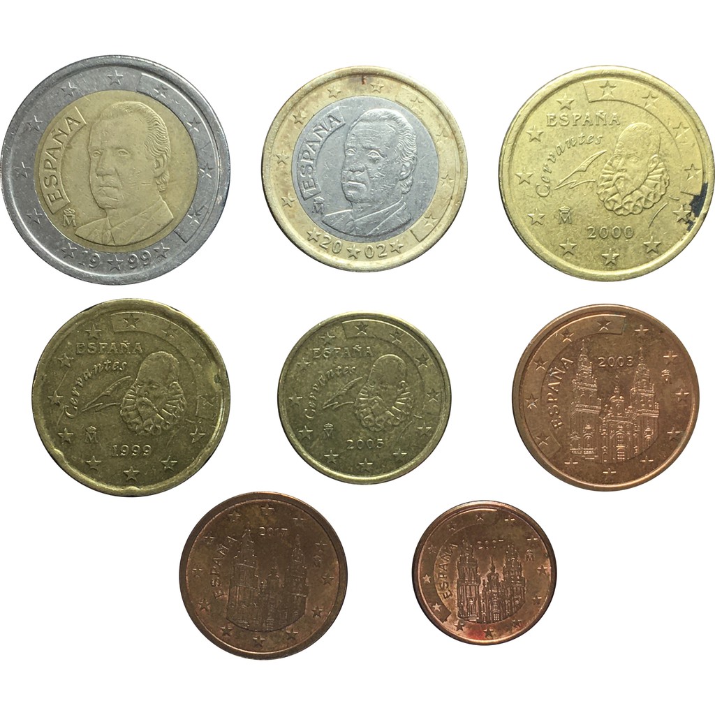 Moedas do Euro Espanha - Set Completo - 8 Moedas | Shopee Brasil