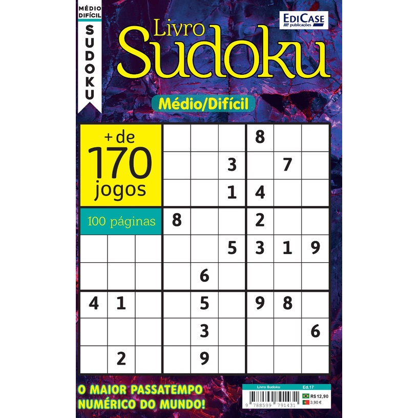 Livro Sudoku Ed. 25 - Médio/Difícil - Só Jogos 9x9 - 2 jogos por página