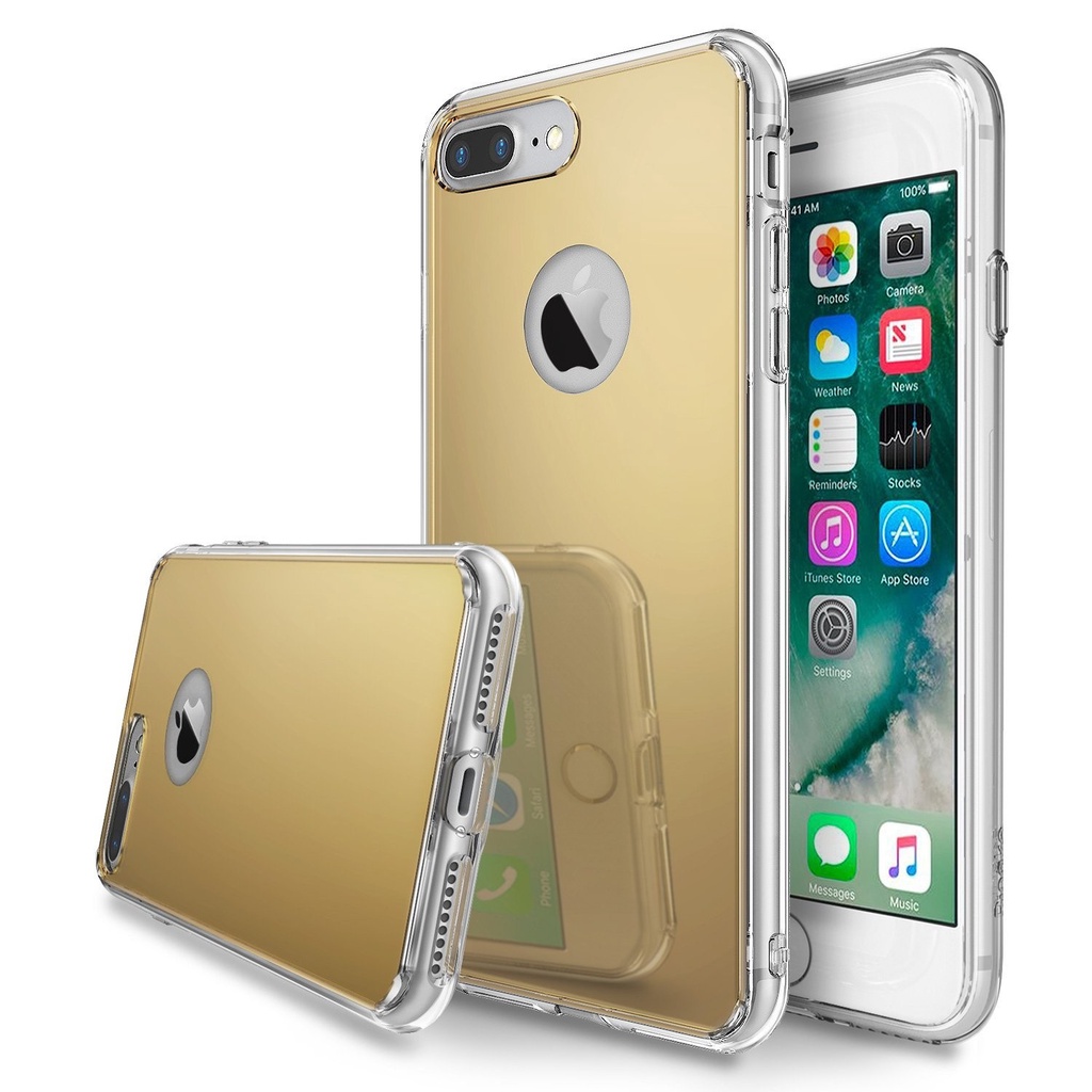 Capa Case Capinha Espelhada Dourada iPhone 7 Plus X Xs Max 8
