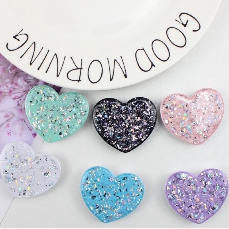 Pop Socket Lindos de Coração Com Glitter brilho Suporte de Dedo E ...