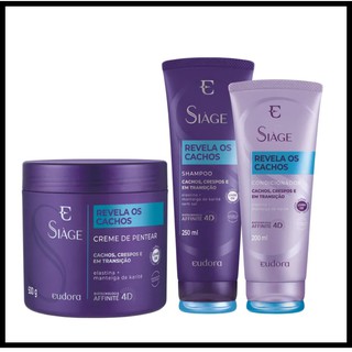 Kit Revela os Cachos Eudora: Shampoo 250ml + Condicionador 200ml + Creme para Pentear 500g