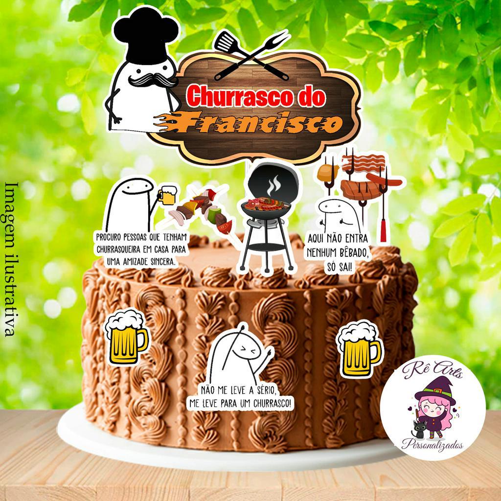 TOPPER PARA BOLO BENTO CAKE FLORK MEME C/ 04 UNIDS - FESTCOLOR - D