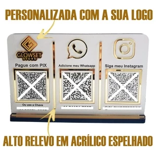 Display de Mesa Balcão para QR CODE pix e instagram ou wifi ou Whatsapp