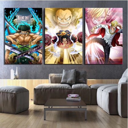 Quadro One Piece Crossover Anime Netflix Moldura e Vidro A4