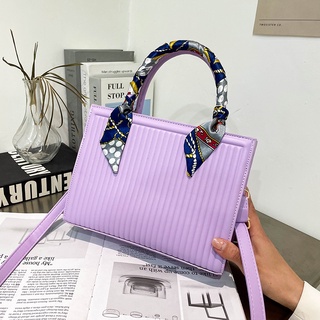 Bolsa Feminina Transversal Couro Alça Com Lenço