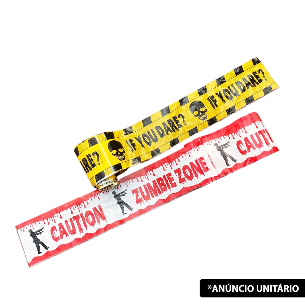 Faixa Decorativa Local Interditado Halloween Warning Envio Imediato