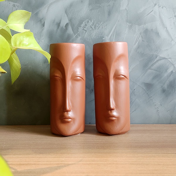 Vaso Cachepot Face Slim Terracota | Shopee Brasil