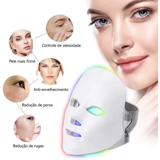 Máscara Facial De LED 7 Cores Estética Tratamento Pele Fototerapia