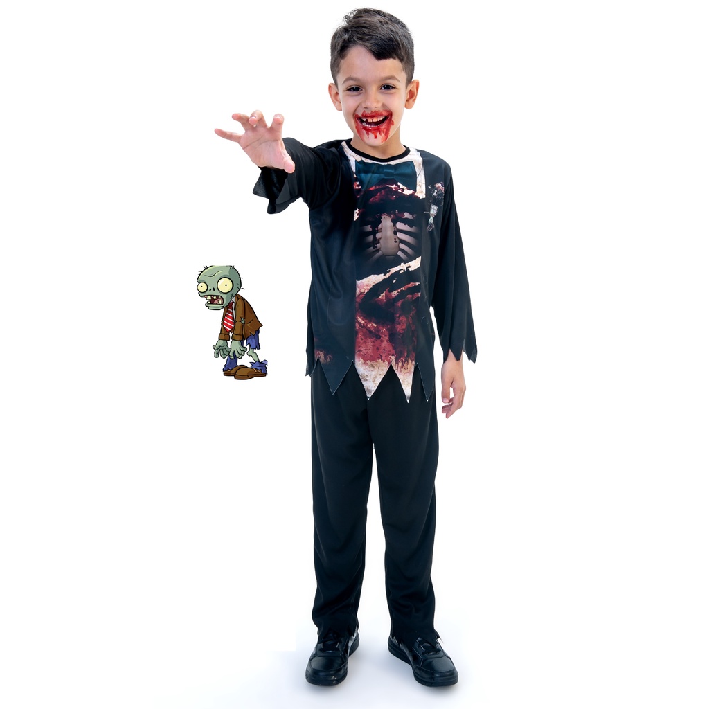 Fantasia Halloween Menino Açougueiro Assassino Infantil - Tamanho