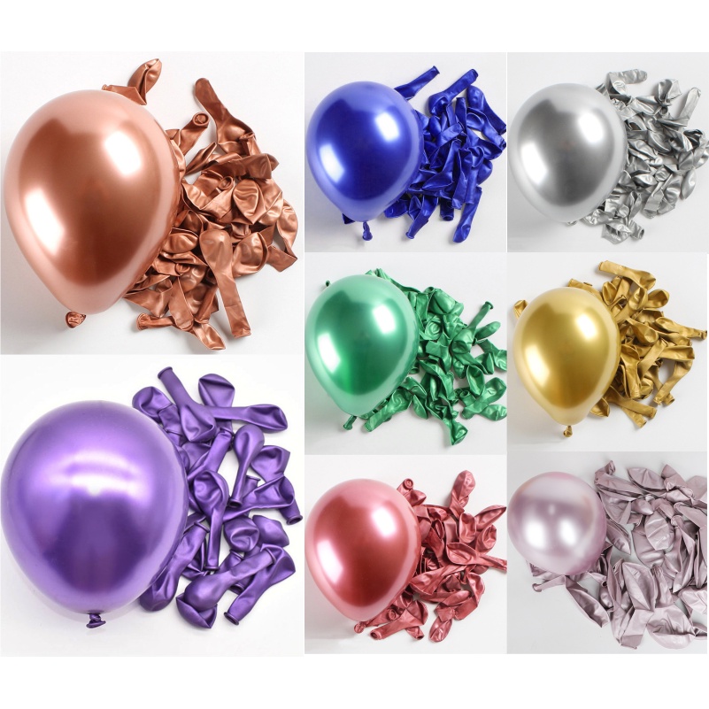 Balão 12 Polegadas Metálico Aluminio 25 Unidades Látex | Shopee Brasil