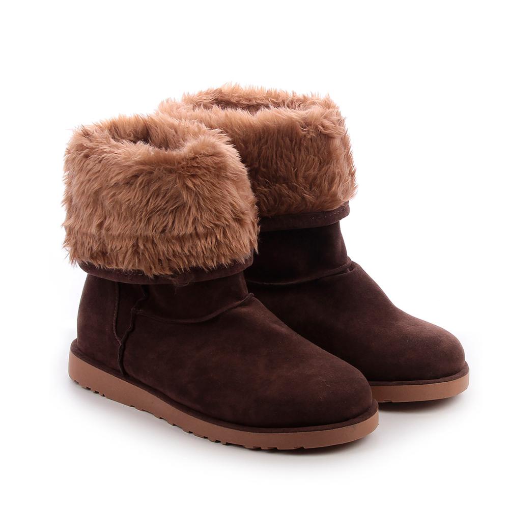 Bota de Pelos Feminina Forrada Quentinha Frio Neve Inverno Marrom Cacau ...