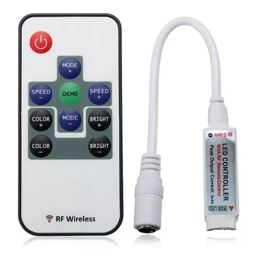 Controlador Rf Wireless Com Controle Fita Led Rgb 5050 3528