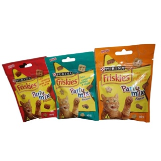 kit 3 Petiscos para gato Friskies Party Mix sabor cordeiro, Camarão e Frango 40g em Oferta na Shopee