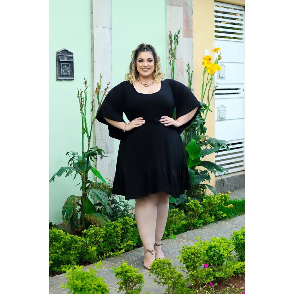 Vestido manga sale morcego plus size