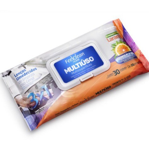 Lenço Umedecidos Multiúso Feelclean 30 Unidades 20x18