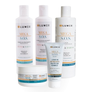 Kit Mega S.O.S Shampoo + Condicionador + Leave-In + Defrizante + Máscara de Hidratação 300g Lumex
