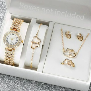 Moda Roma Disque Relógio Feminino Faixa De Aço Diamante Completa Relógios De Quartzo Rhinestone Heart Jewelry (Sem Caixa)
